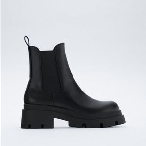 ZARA Low Heeled Lug Sole Boot Size 39/Size 8